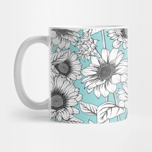 Sunflowers Line Art Pattern Mug